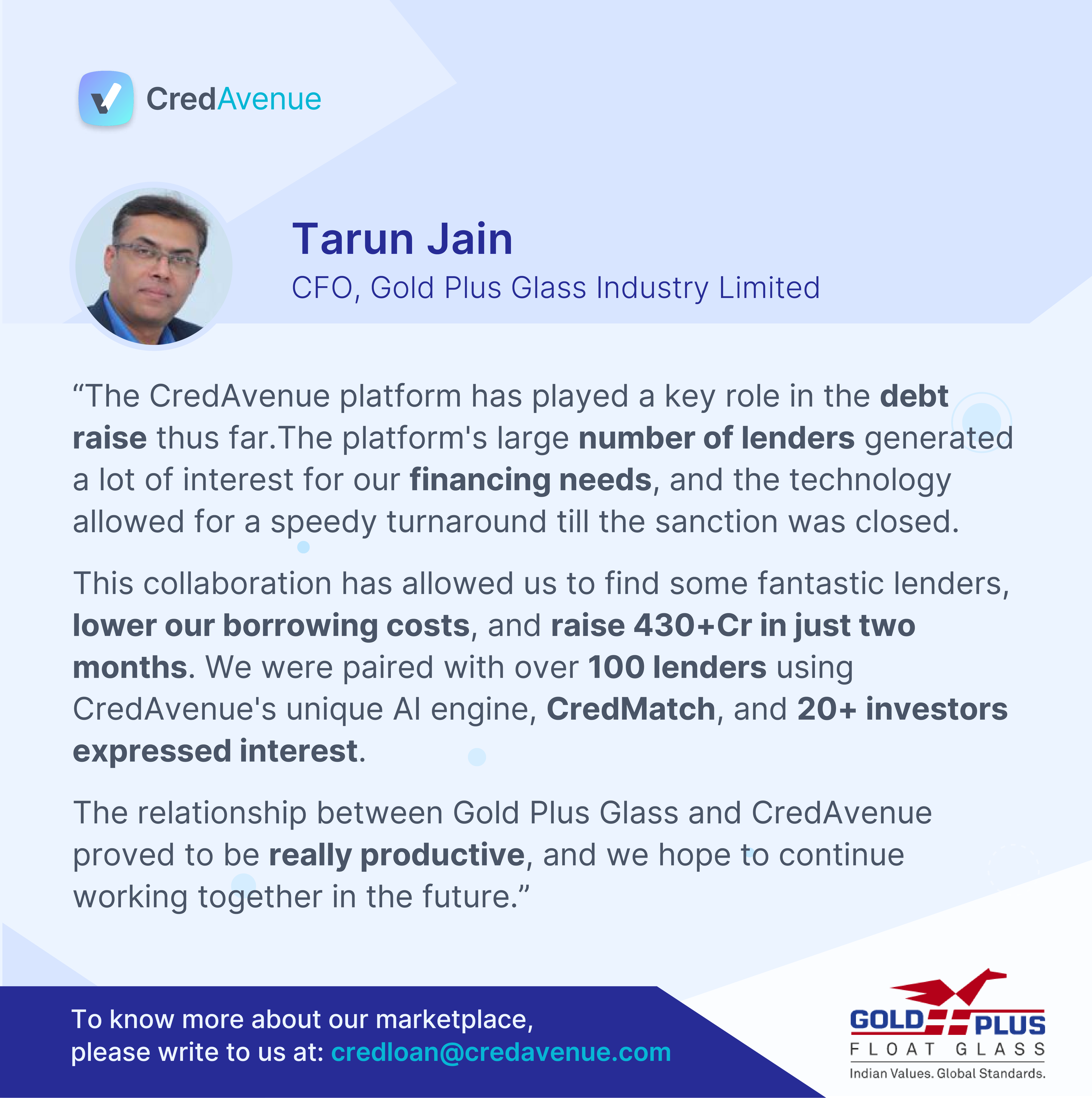 Tarun Jain CFO Gold PLUS Glass-CredAvenue-Corporate Loan-04